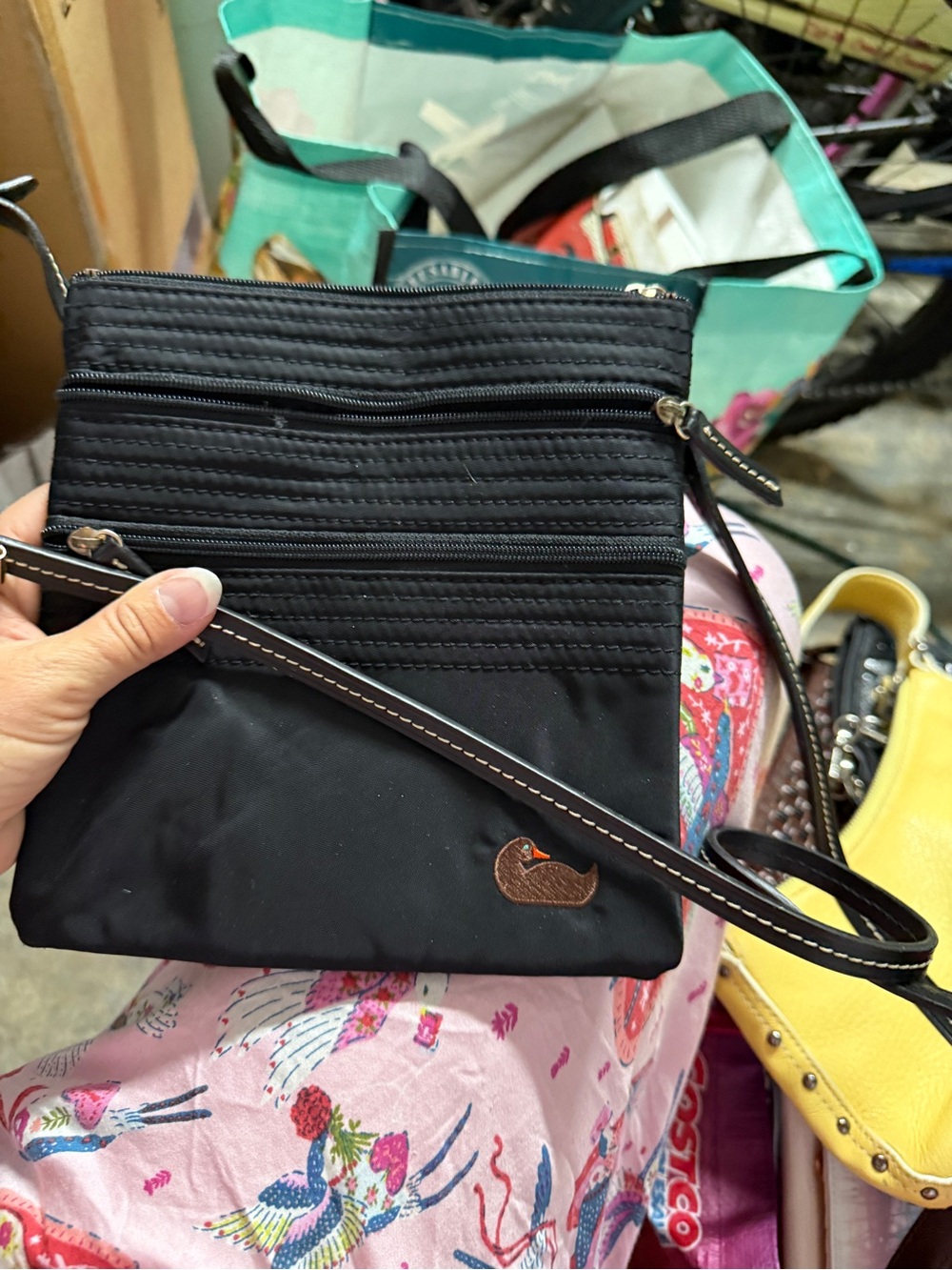 Dooney & Bourke Black nylon Crossbody Bag with Duck Patch